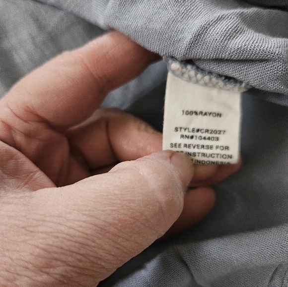 Mine Casual Dusty Blue Button-Up Top Size L 100% RAYON - Picture 5 of 6